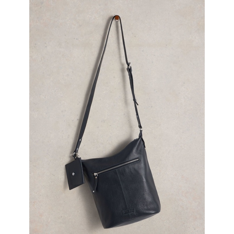 White Stuff Black Fern Leather Cross-Body Bag