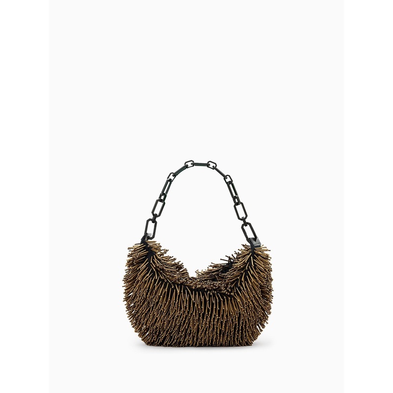 AllSaints Brown Madea Chain Strap Beaded Bag