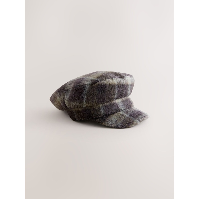 Brown Check Baker Boy Hat