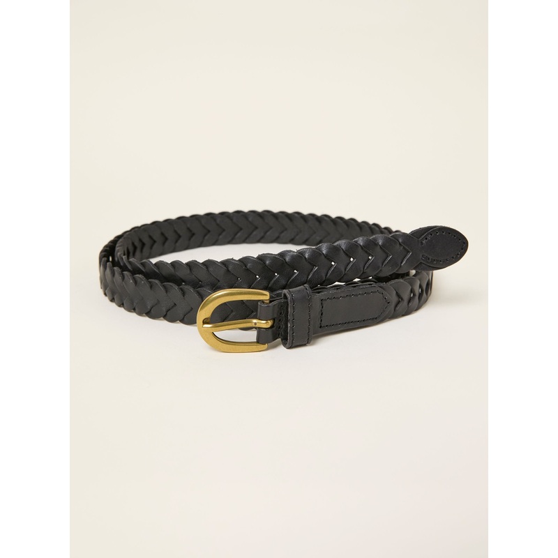 FatFace Black Plait Leather Belt