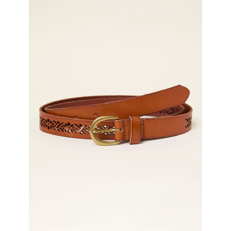 FatFace Tan Brown Cut Out Detail Leather Belt