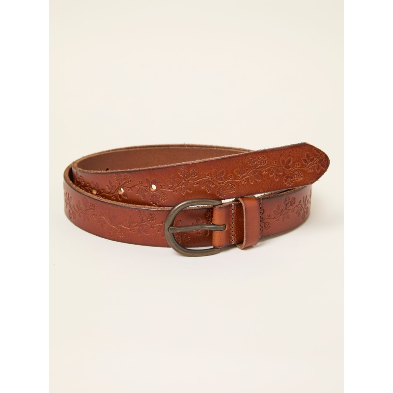 FatFace Tan Brown Embossed Leather Belt