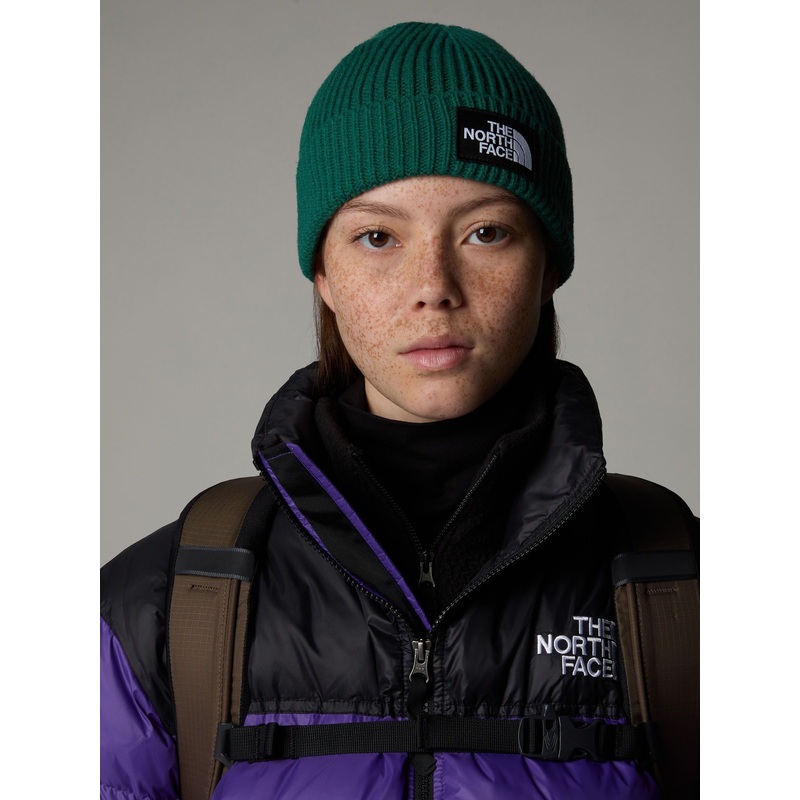 The North Face Green Logo Box Cuffed Beanie
