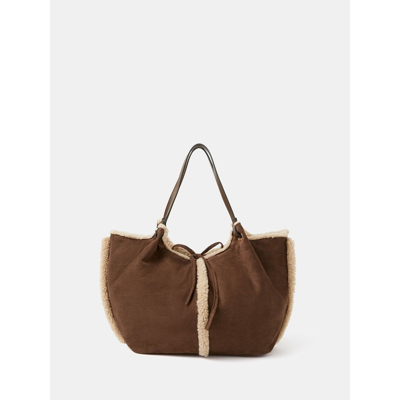 Accessorize Cream Reversible Borg Shoulder Bag
