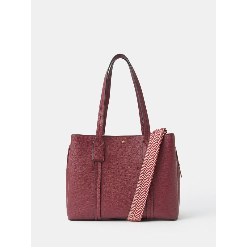 Accessorize Red Webbing Strap Faux Leather Shoulder Bag