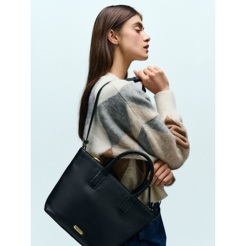 Barbour Black Birch Leather Tote Bag