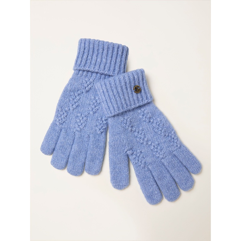 FatFace Blue Leaf Knit Gloves