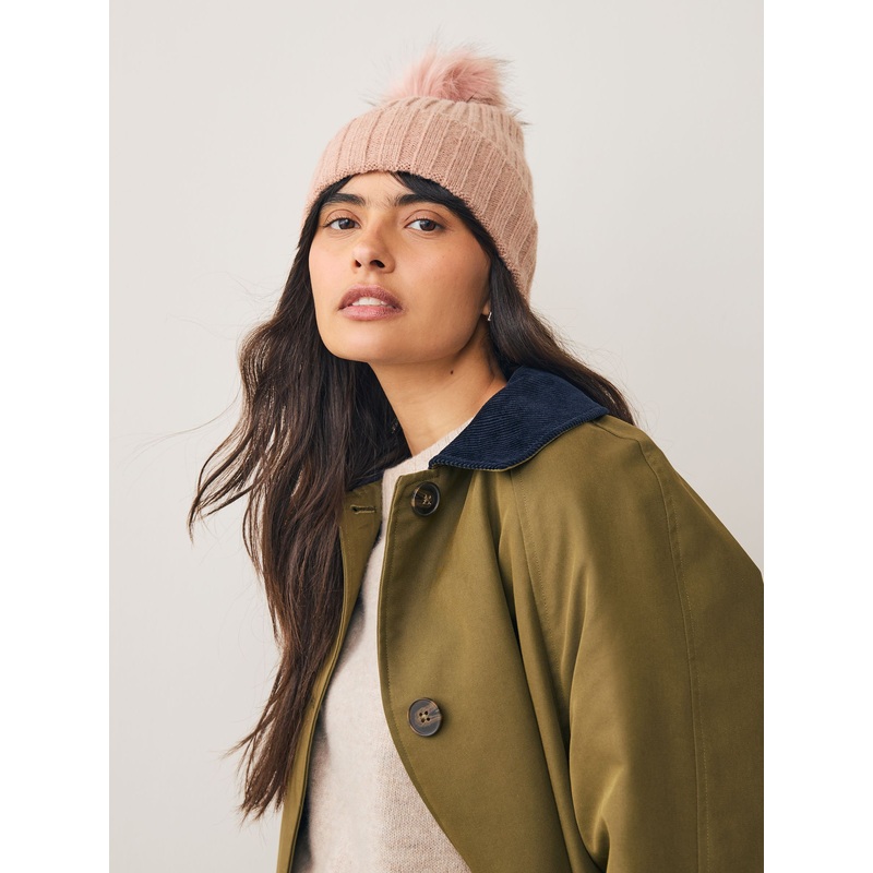 Pink Rib Knit Pom Hat