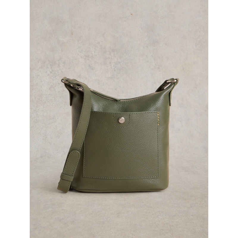 White Stuff Green Mini Fern Leather Cross-Body Bag