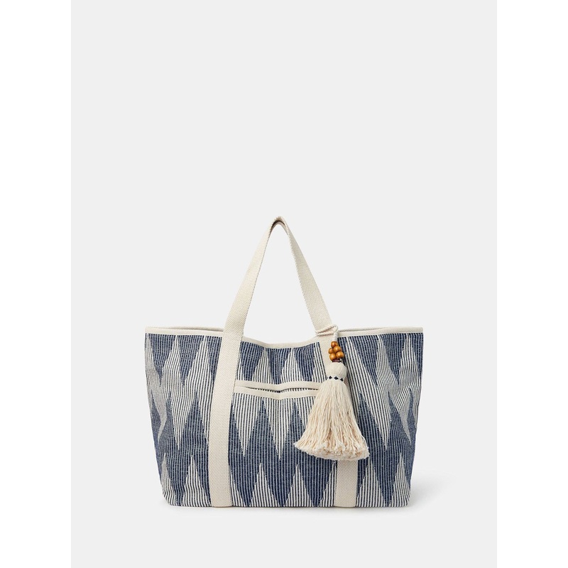 Accessorize Blue Chevron Canvas Beach Bag