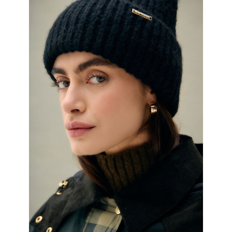 Barbour International Black Aria Beanie Hat