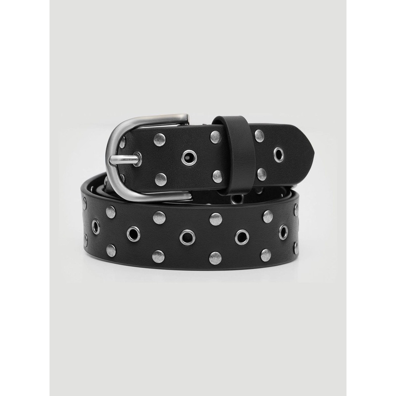 Hush Black Leather Studded Eyelet Belt