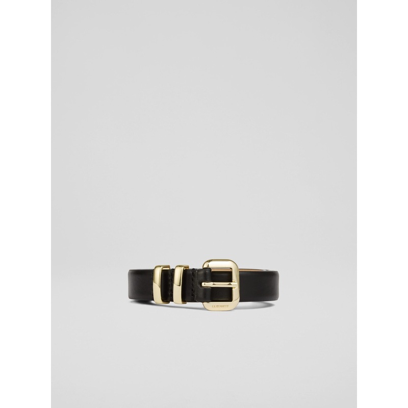 LK Bennett Black Jodie Leather Oloid Buckle Belt