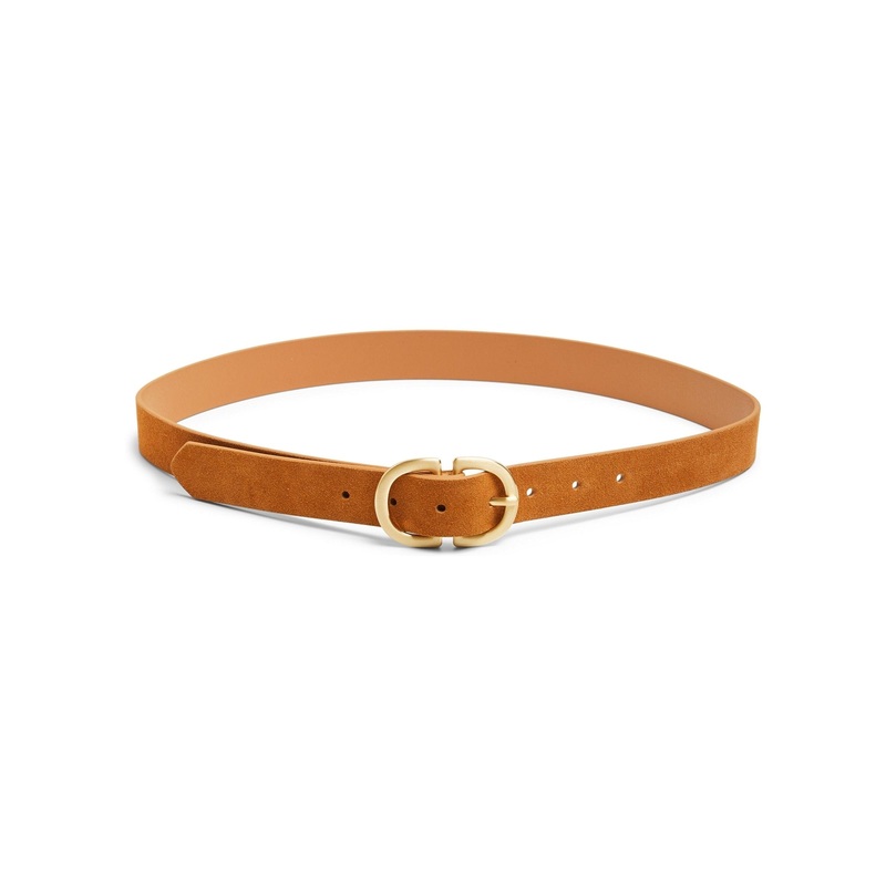 PIECES Brown Suede Buckle Belt