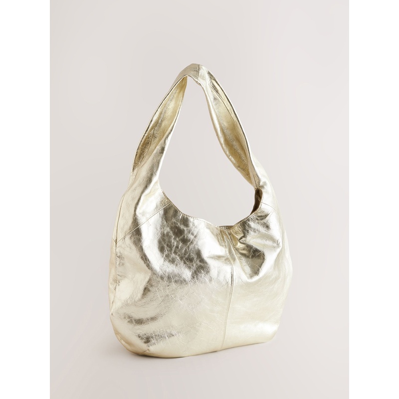 Rockett St George Gold Leather Hobo Shopper Bag
