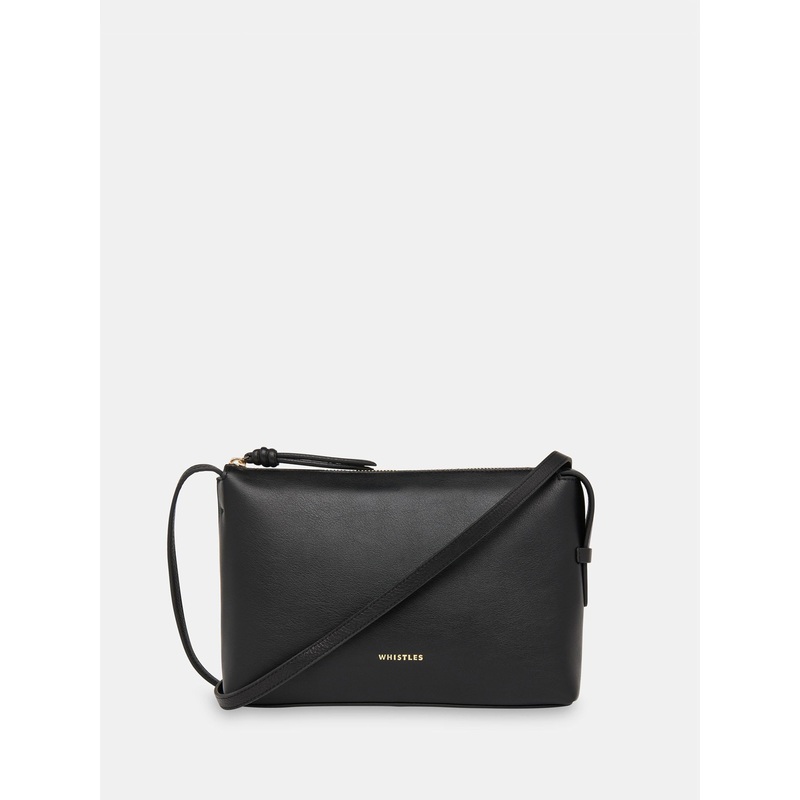 Whistles Black Kaia Zip Top Cross-Body Bag