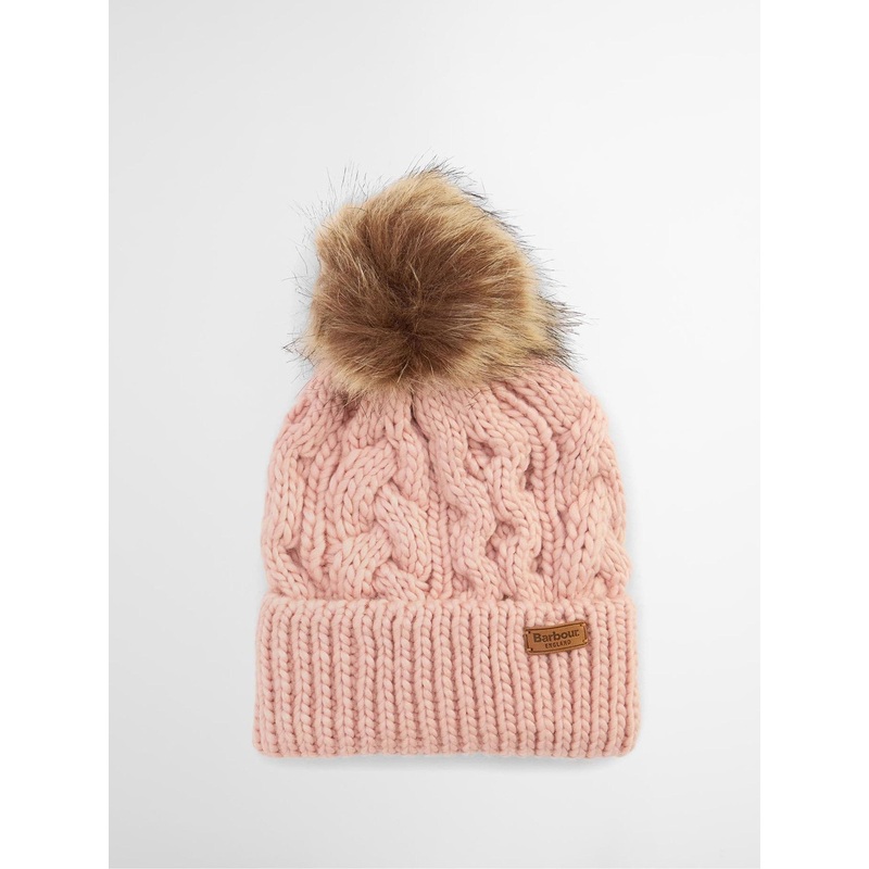 Barbour Pink Penshaw Pom Beanie Hat