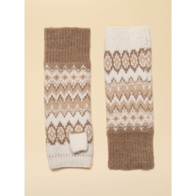 Joules Kara Neutral Fingerless Fairisle Glove
