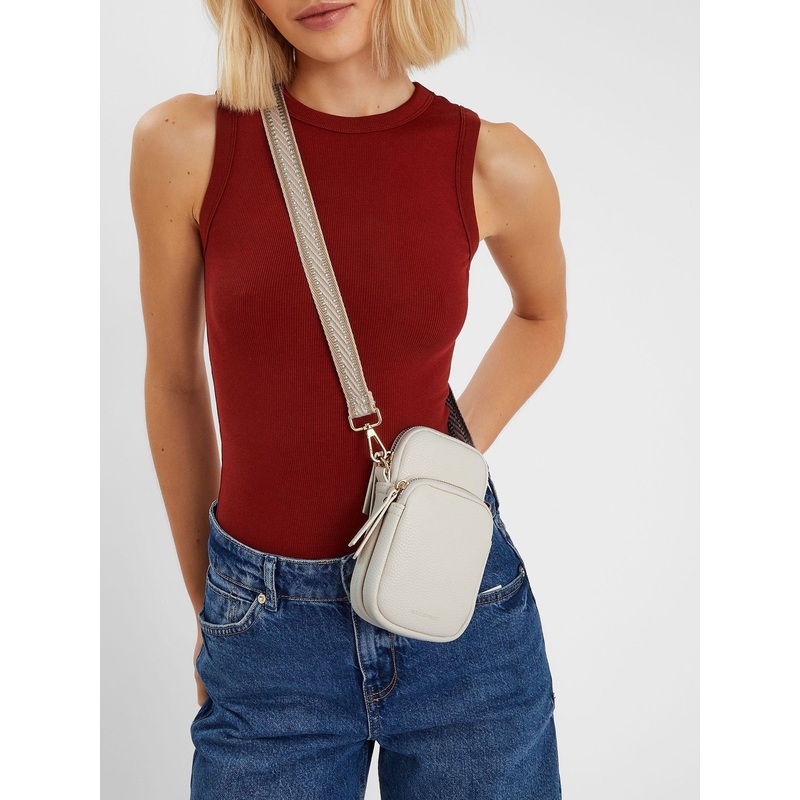 Accessorize Cream Webbing Strap Phone Bag
