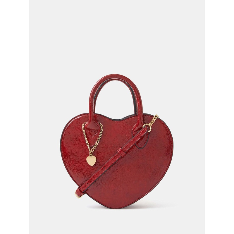 Accessorize Red Patent Heart Cross-Body Handbag