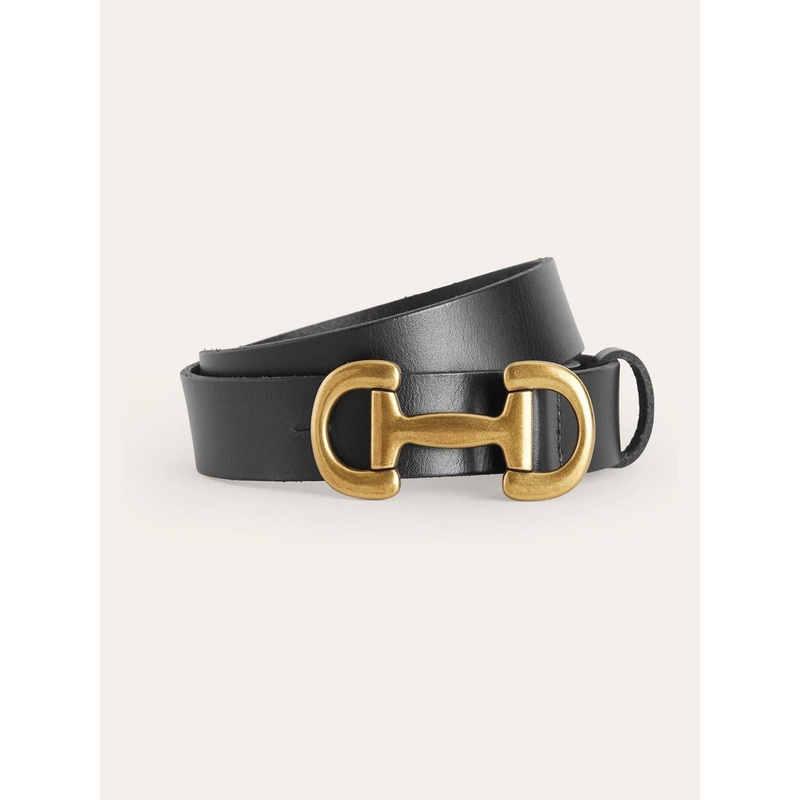 Boden Black Snaffle-Trim Leather Belt