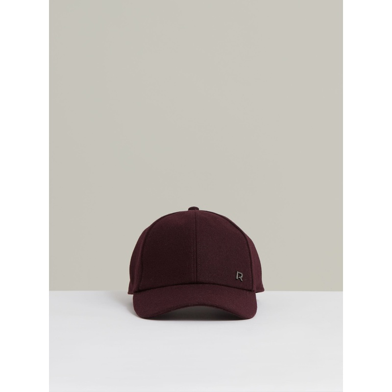 Reiss Burgundy Fiona Wool-Blend Flannel Baseball Cap