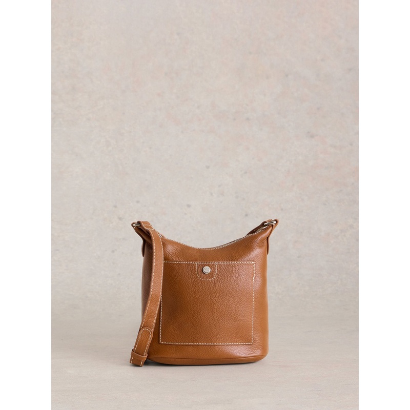 White Stuff Brown Mini Fern Leather Cross-Body Bag