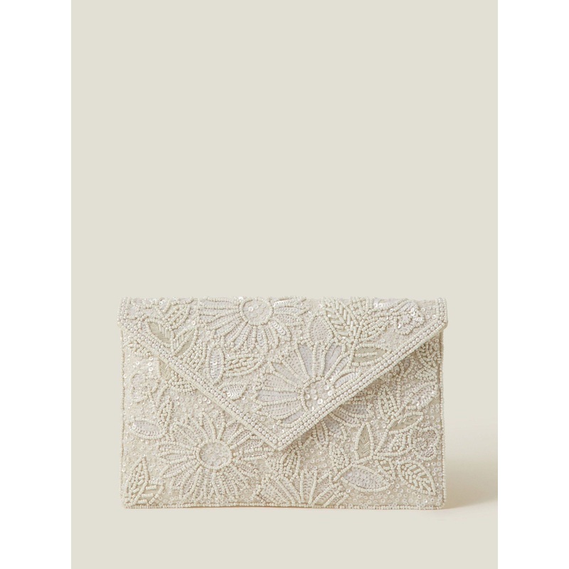 Accessorize White Bridal Embellished Clutch Bag
