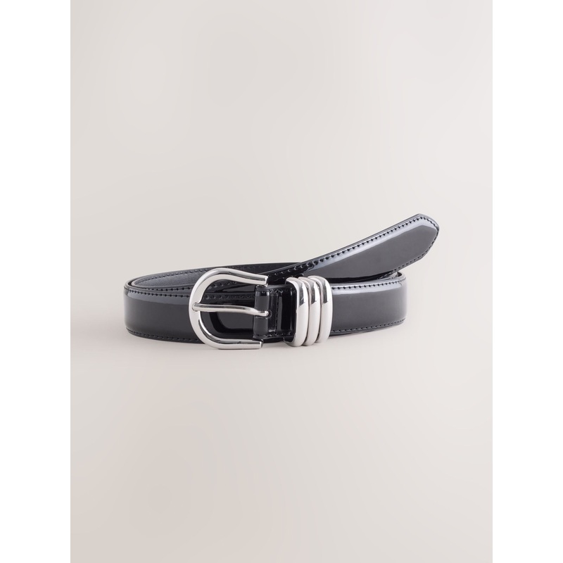 Black High Shine Regular PU Belt