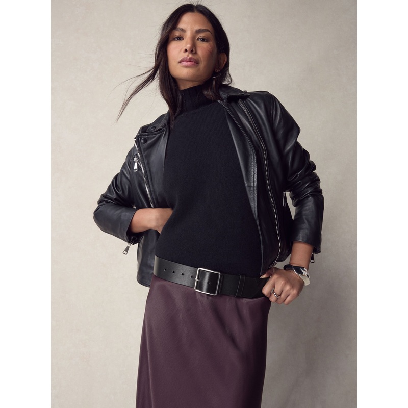 Black Premium Made In Italy Wide Leather Belt