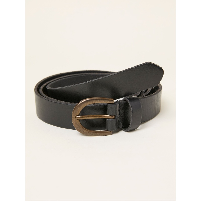 FatFace Black Heart Stud Detail Leather Belt