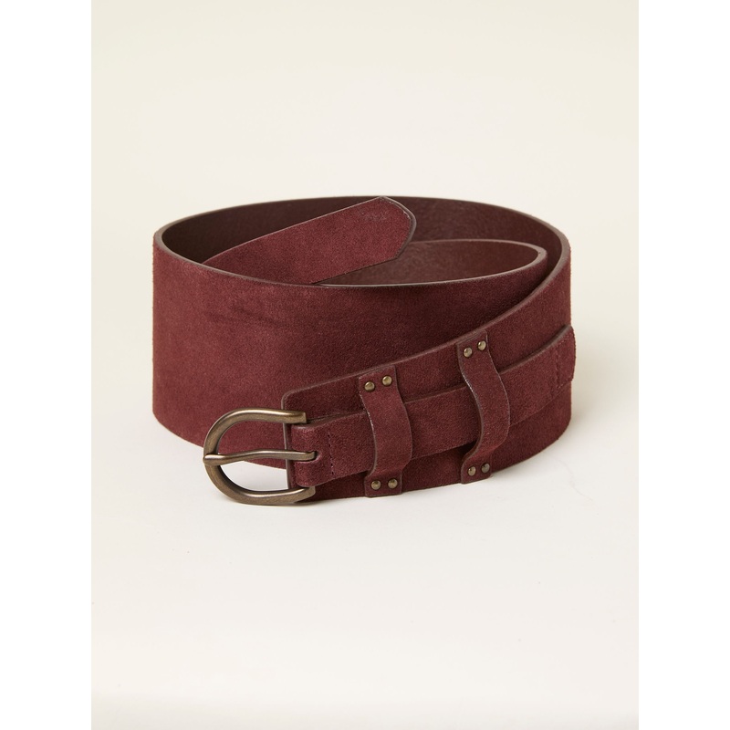 FatFace Burgundy Red Suede Waist Belt