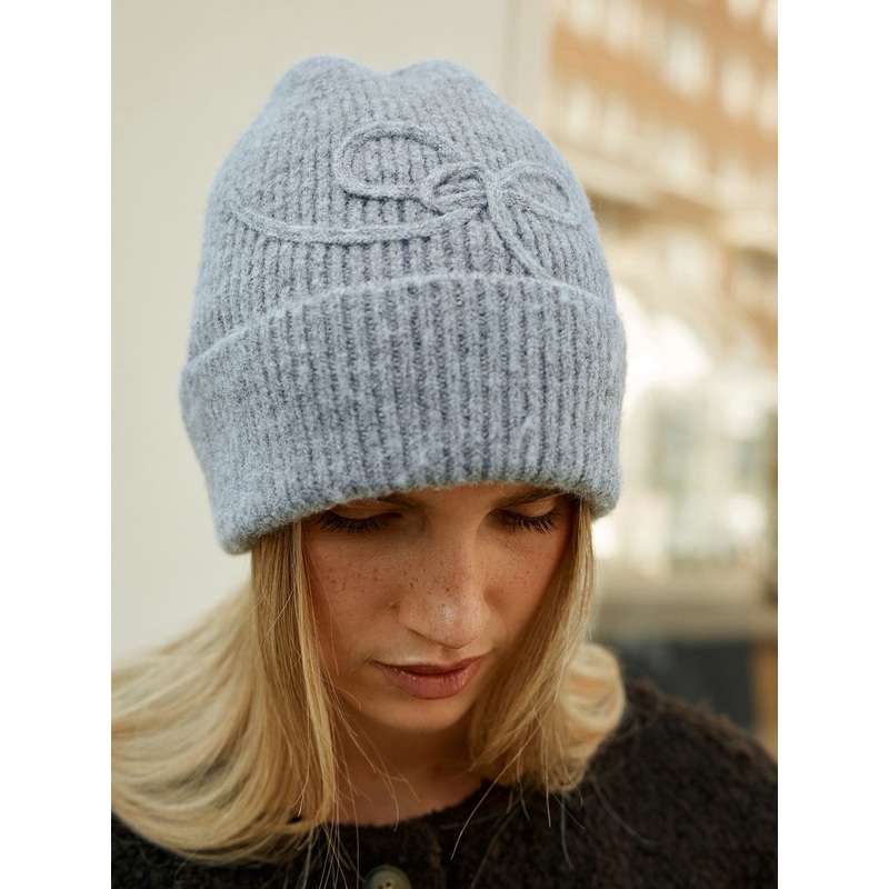 Grey Bow Detail Beanie