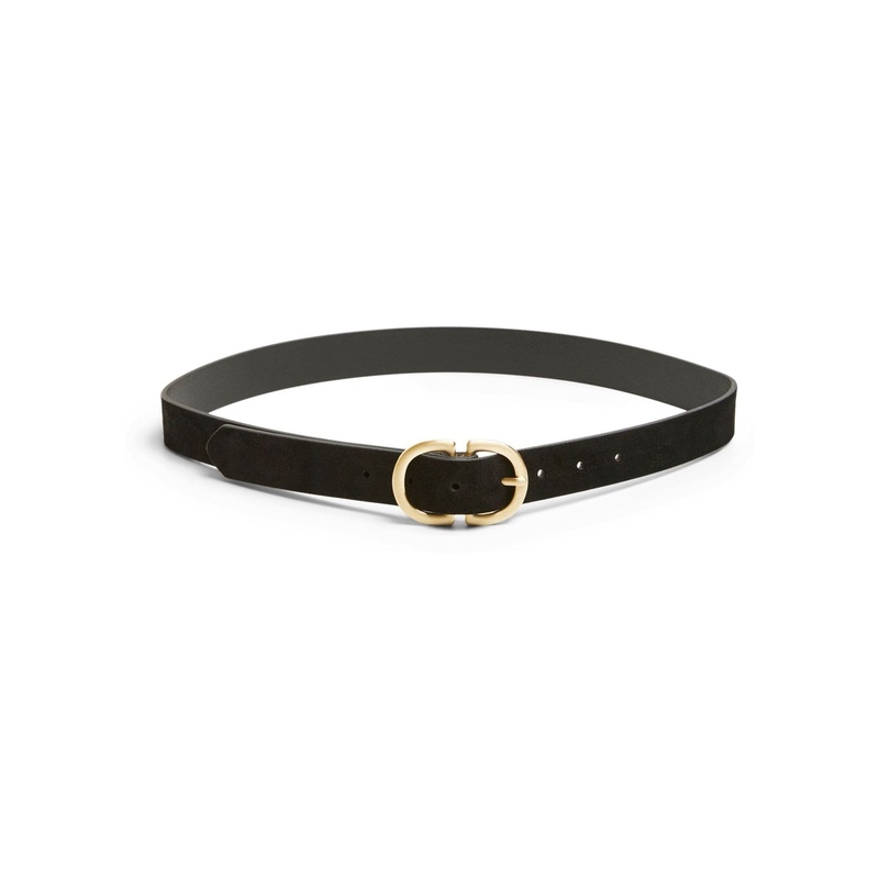 PIECES Black Suede Buckle Belt