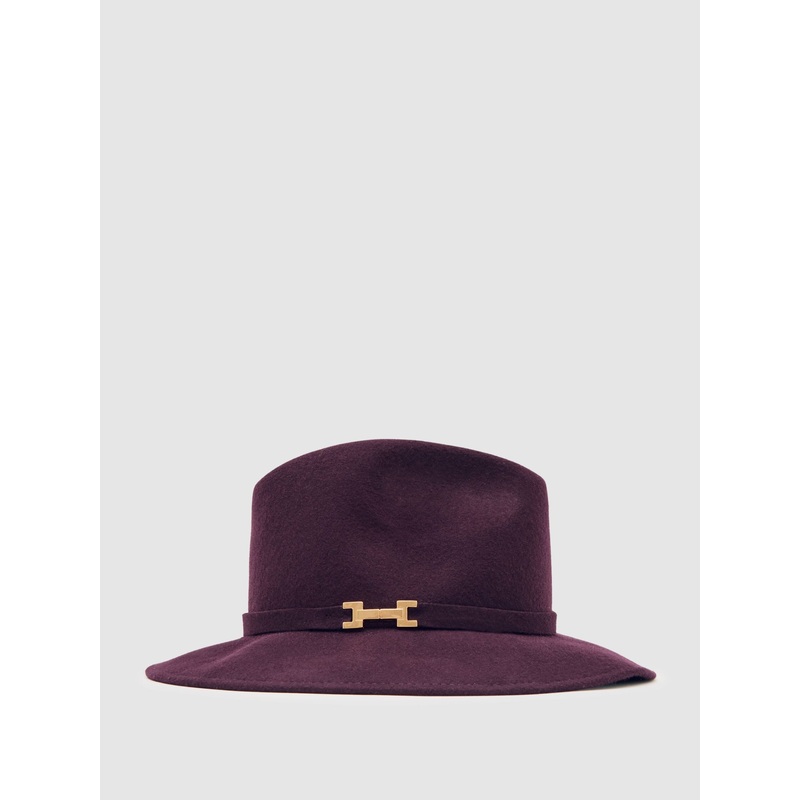 Reiss Burgundy Holly Wool Fedora Hat
