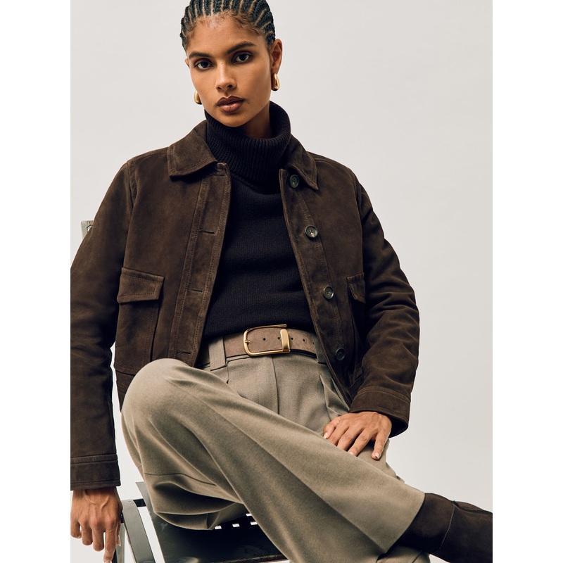 Reiss Grey Iyla Suede Half Keeper Belt