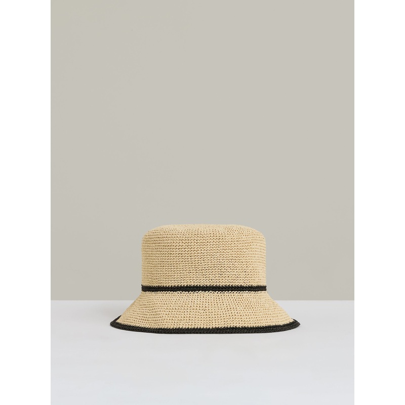 Reiss Natural Edith Tipped Straw Bucket Hat