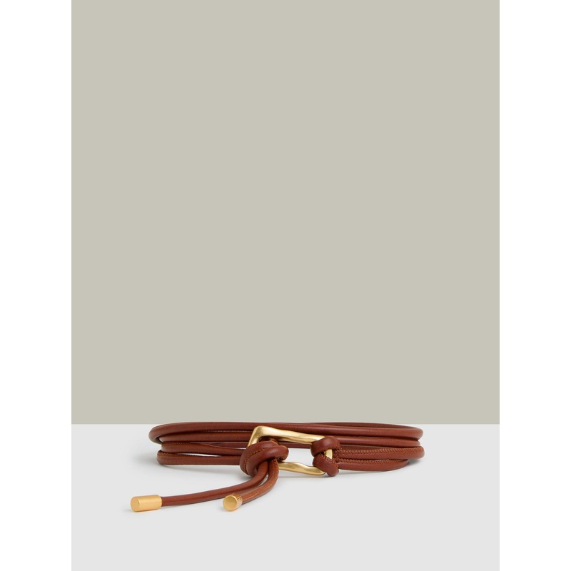 Reiss Tan Tara Sculpted Buckle Tubular Tie Belt