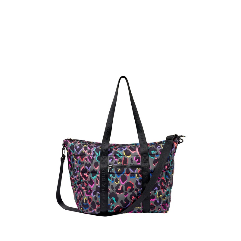 SCAMP & DUDE Grey Large Puffer Tote Bag With Leopard & Lightning Bolt