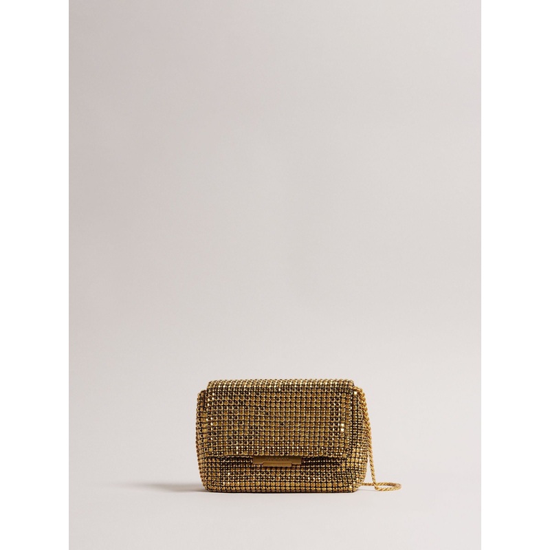 Ted Baker Metallic Gold Gliters-Crystal Mini Cross-Body Bag