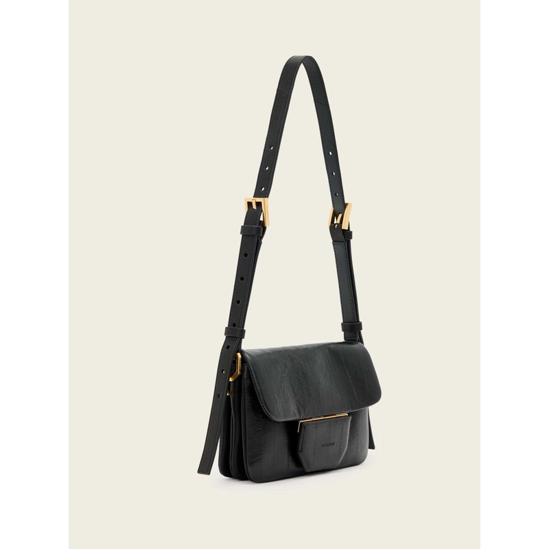 AllSaints Black Jupiter Eel Cross-Body Bag
