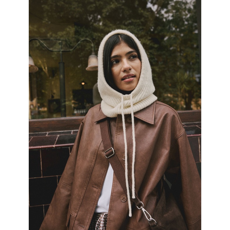 Cream Ribbed Bonnet Hat