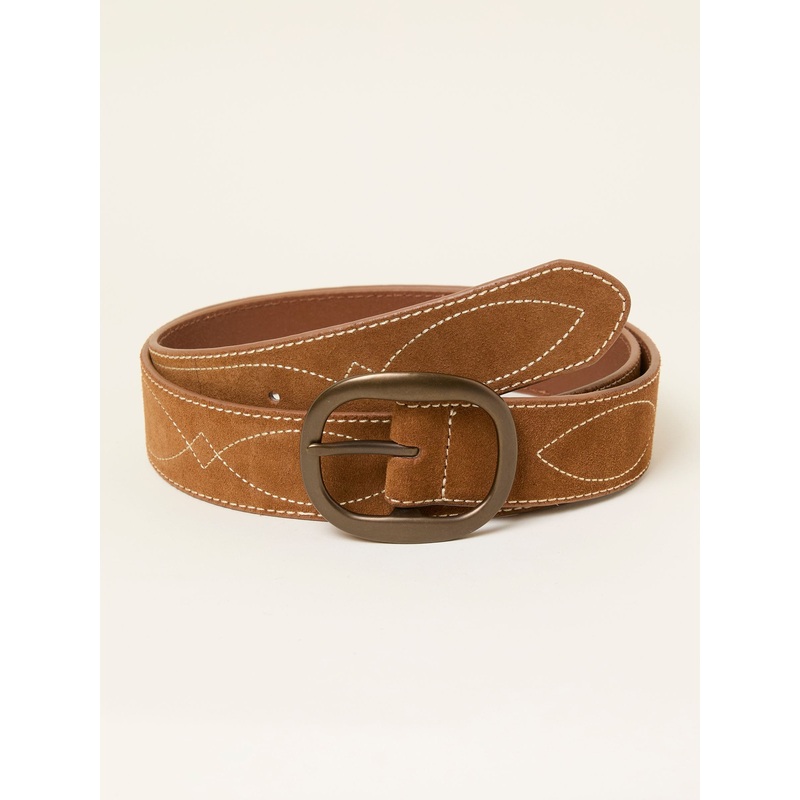 FatFace Tan Brown Suede Embroidered Belt