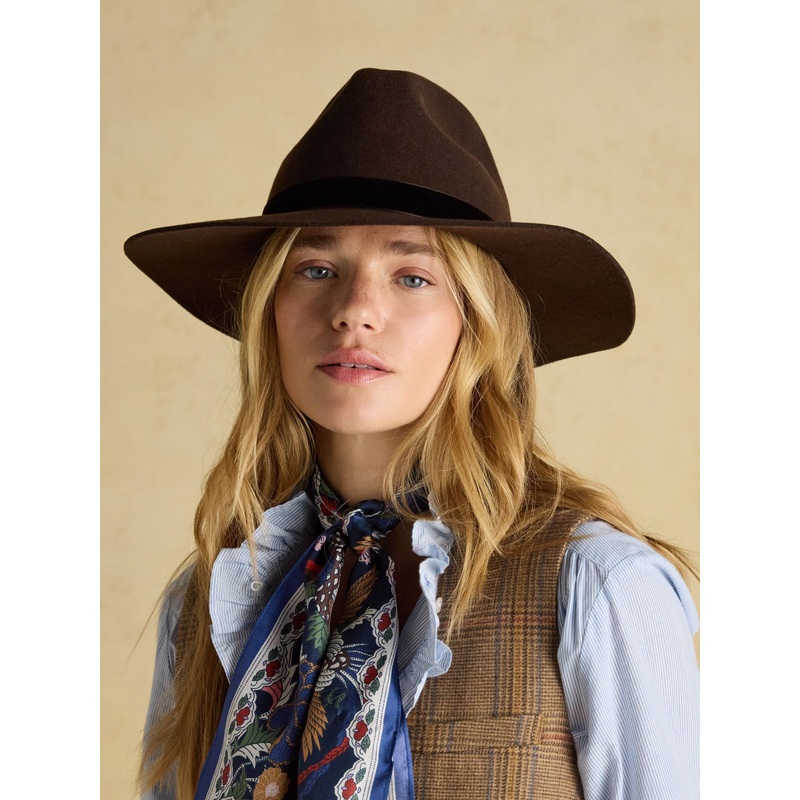 Joules Grove Chocolate Brown Wool Fedora