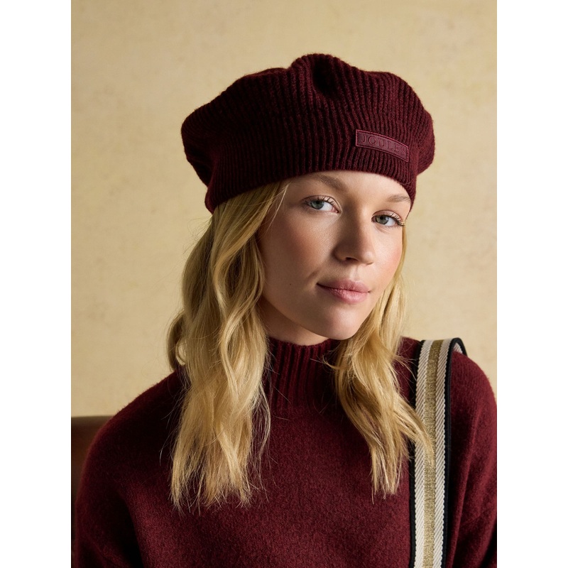 Joules Joelle Berry Red Ribbed Knitted Beret