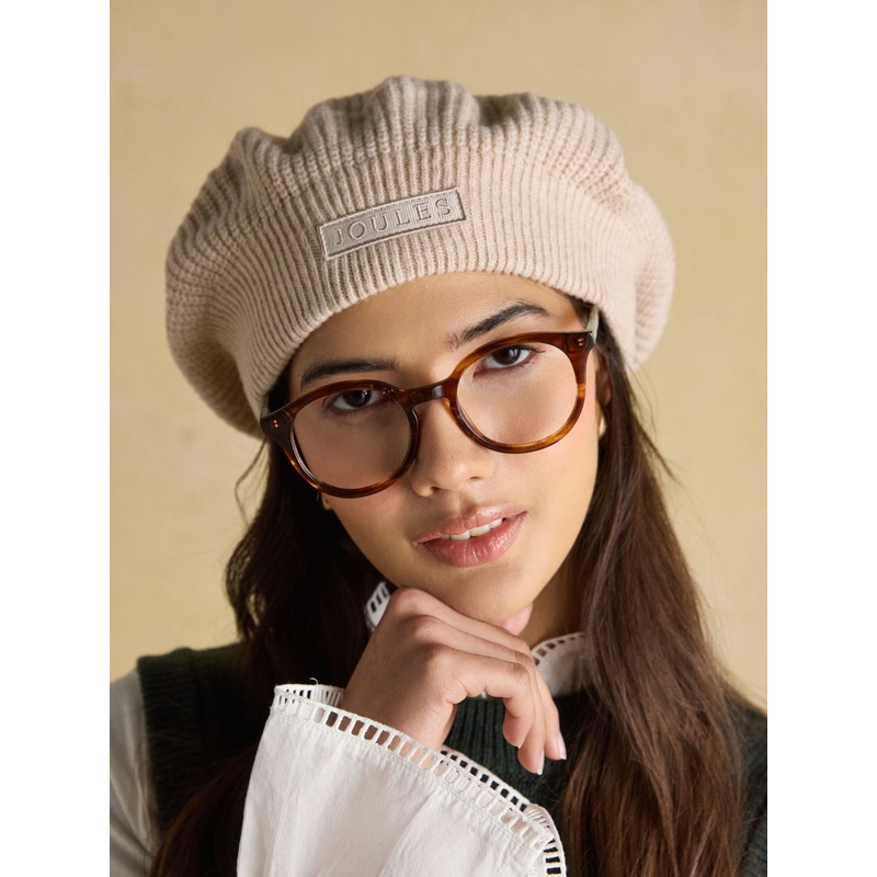 Joules Joelle Oatmeal Ribbed Knitted Beret