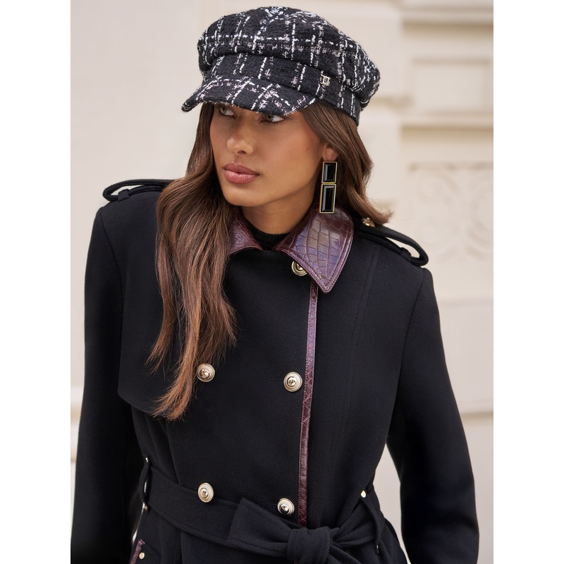 Lipsy Black Boucle Baker Boy Hat