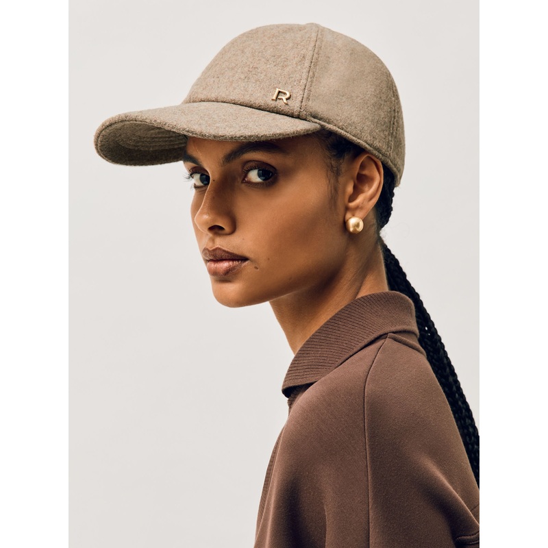 Reiss Taupe Fiona Wool-Blend Flannel Baseball Cap