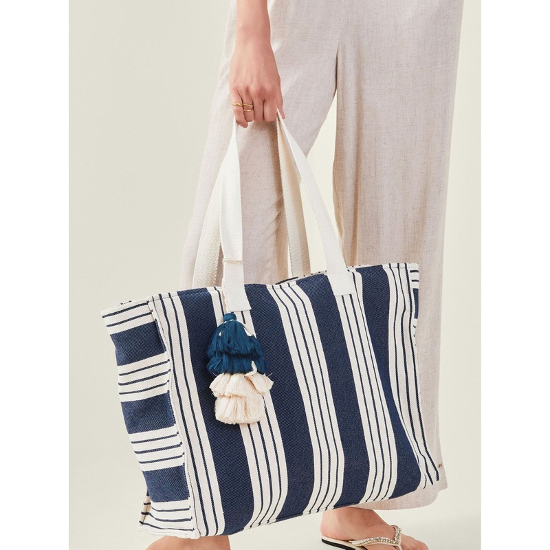 Accessorize Blue Large Stripe Beach Bag