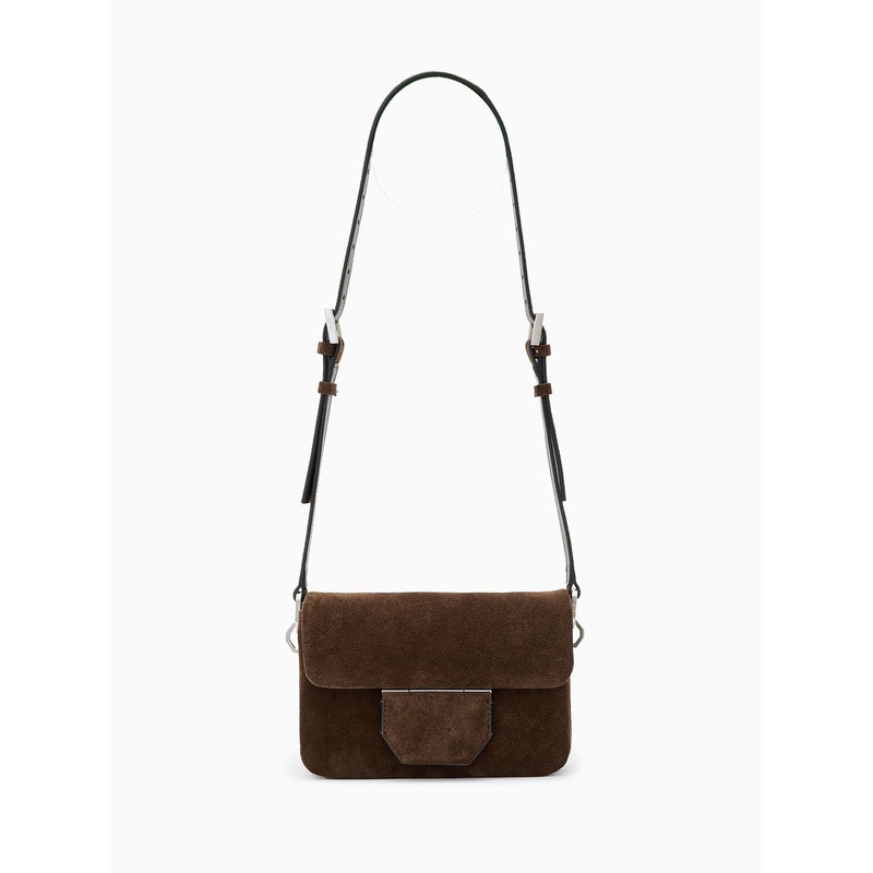 AllSaints Brown Jupiter Suede Xbody Bag